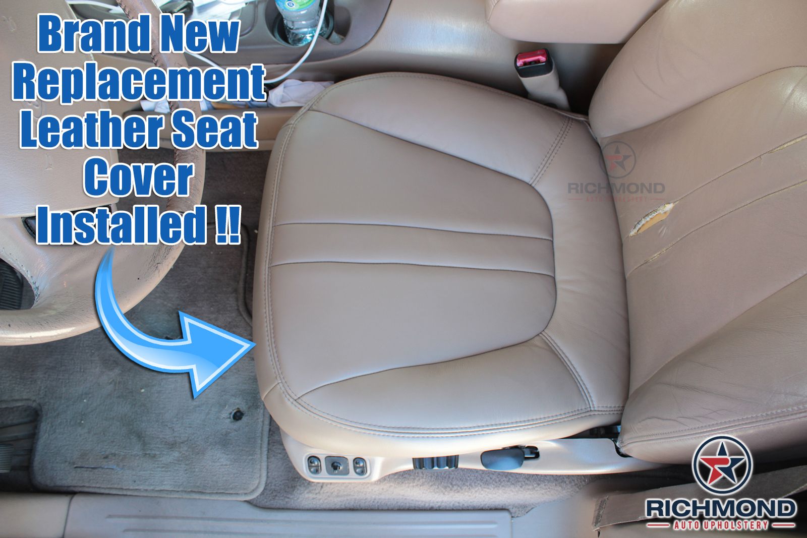 2000 2001 Ford Expedition Eddie Bauer Driver Side Bottom Leather Seat Cover TAN eBay